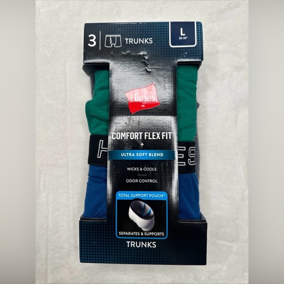 Hanes Men’s Boxer Briefs Size Large 36/38”  Blue Green Gray 3pk - Picture 1 of 7